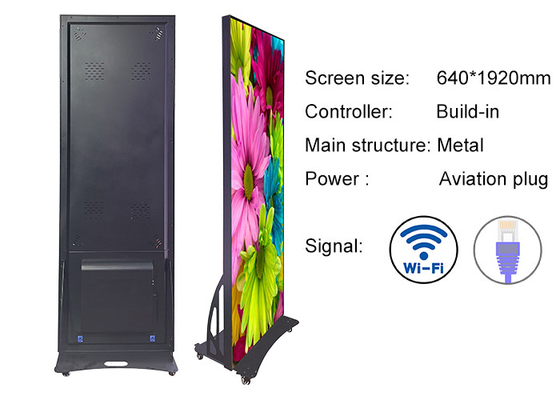 Trung tâm mua sắm Digital Information Sign Di động LED Poster Screen Khung kim loại